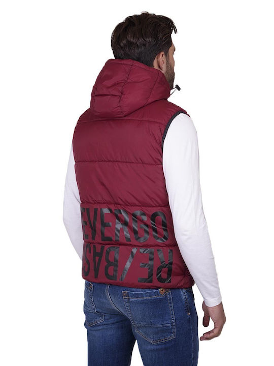 Devergo Men's Winter Sleeveless Puffer Jacket Burgundy -40