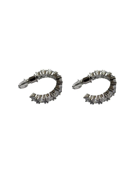 Tatu Moyo Earrings Hoops made of Silver with Stones