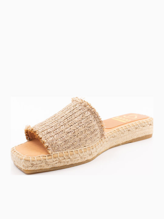 Women's Flat Sandals in Beige Color