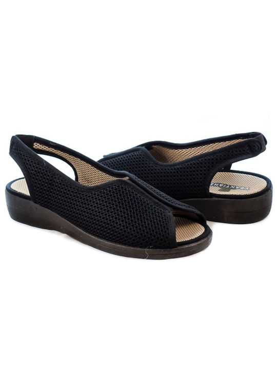 Yfantidis Women's Flat Sandals in Black Color