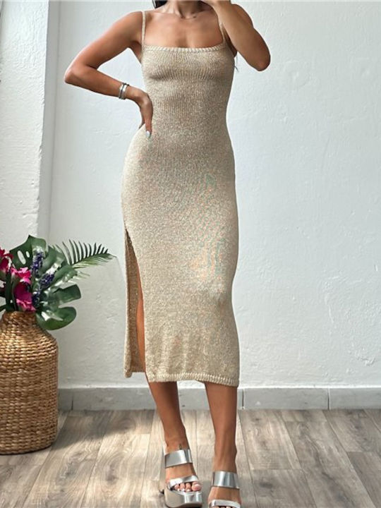 Chica Summer All Day Knitted Midi Dress Gold