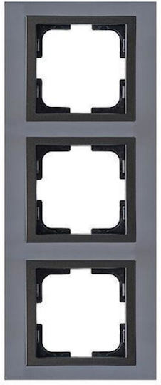 Eurolamp Switch Frame 3 Positions Vertical Installation in Gray Color 152-10812