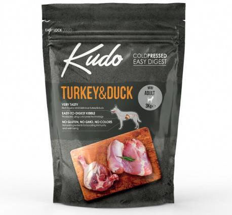 Kudo Turkey & Duck 3кг Суха Храна за Възрастни Кучета от Малки Породи с Турция и Патица