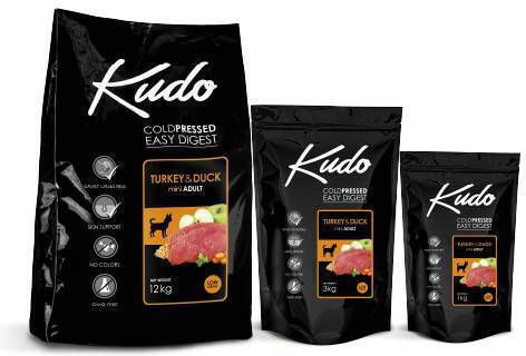 Kudo Turkey & Duck 3kg Trockenfutter für erwachsene Hunde kleiner Rassen mit Türkei und Ente