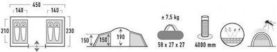 High Peak Como 4.0 Camping Tent Tunnel Green with Double Cloth 4 Seasons for 4 People 540x230x150cm