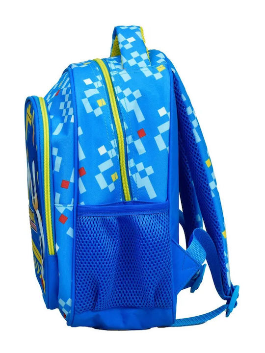 Gim Sonic Classic School Bag Backpack Kindergarten Blue with Water Bottle Holder 12Liters