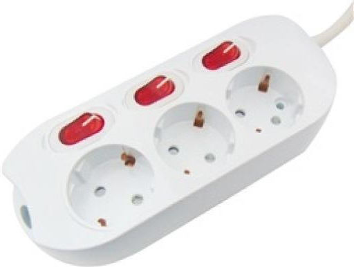SFL SL8003 Steckdosenleiste 3 Positionen mit Schalter und Kabel 1.3m 2Stück