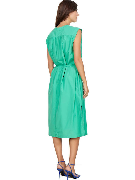 Soya Concept Καλοκαιρινό Midi Σεμιζιέ Φόρεμα Πράσινο