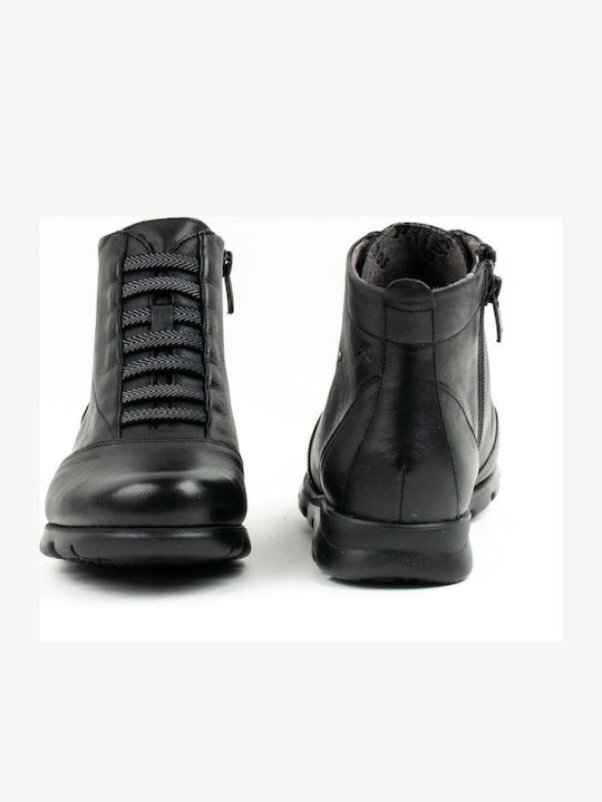 Leder Stiefeletten Damen Schwarz