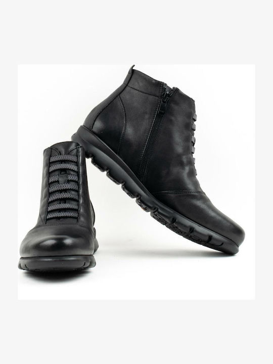 Leder Stiefeletten Damen Schwarz