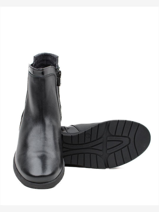 Leder Stiefeletten Damen Schwarz