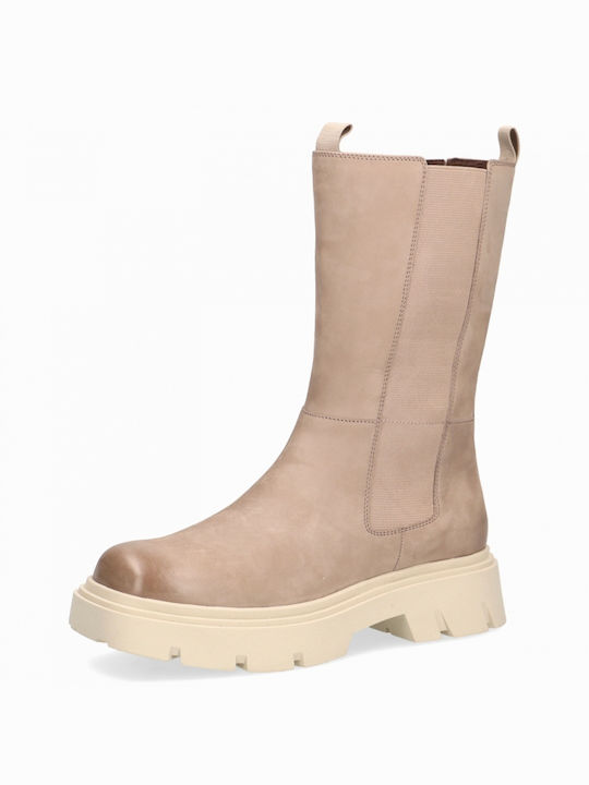 Caprice Leder Damen Knöchelstiefel Beige