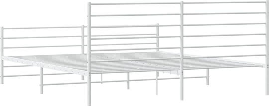 Метално Легло King Size Бяло с Дъски за Матрак 180x200см