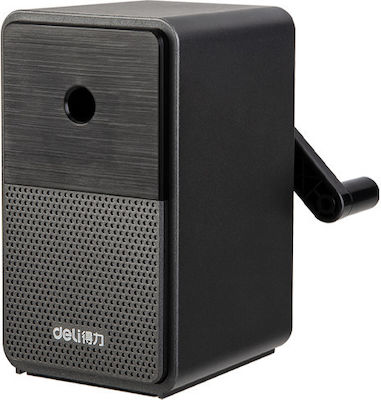 Deli Plastic Pencil Sharpener Black Hand Crank Μαύρη