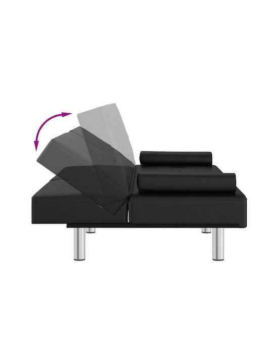 Three-Seater Couch Bed Artificial Leather Black 200x89x70 cm