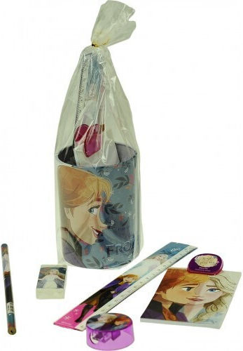 Gim Frozen Kids Stationery Set with Pencil, Sharpener, Eraser, Notepad, Ruler and Pencil Holder 7pcs