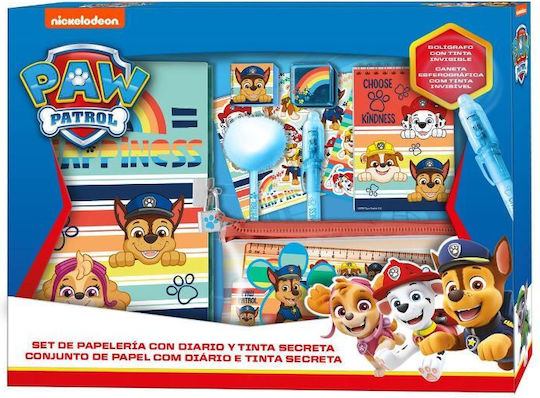 Kids Licensing Paw Patrol Kinder Schreibwarenset mit Bleistift, Spitzer, Radiergummi, Notizbuch, Kugelschreiber, Mechanischer Bleistift, Lineal und Etui