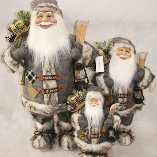 Decorativ Moș Crăciun Gri din Tesatura 45cm.