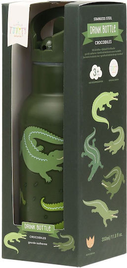 A Little Lovely Company Crocodiles Kinderflasche Thermos Rostfreier Stahl mit Strohhalm 350ml (Verschiedene Designs/Farben)