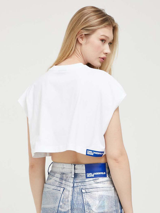 Karl Lagerfeld Γυναικείο Oversized Crop T-shirt Λευκό