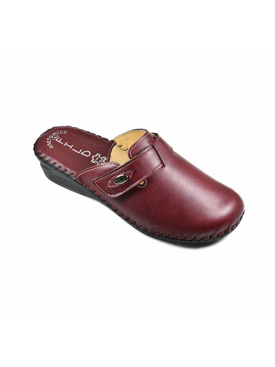 Fild Sparta Anatomic Leather Women's Winter Slippers Burgundy