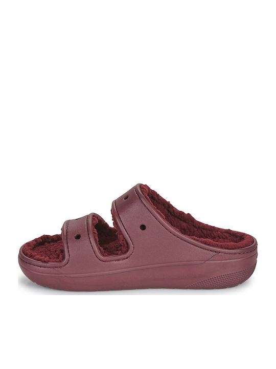 Classic Cozzzy Winter Women's Slippers with Fur Burgundy