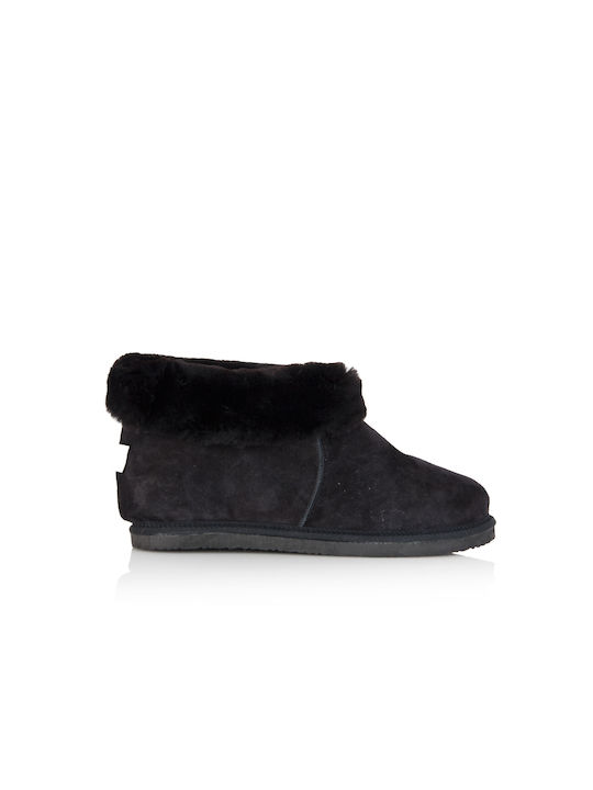 Mavrudis MRD line Women's Slippers with Fur Black