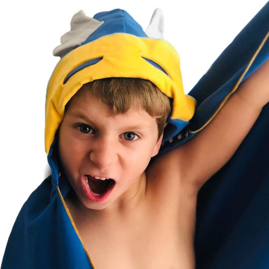 Little Champions Kids Beach Poncho Sharks Blue 115 x 80cm with Carrying Bag Superhero Mini 1-3 years old