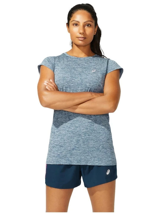 ASICS SS Damen Sportliches Bluse Kurzärmelig Hellblau