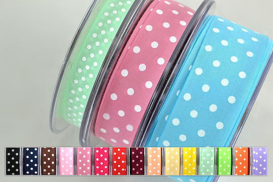 Kappa Decor Fabric Ribbon Polka Dot Pink 25mm 18m 1pcs