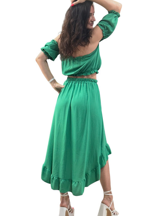 Set with Midi Skirt Green