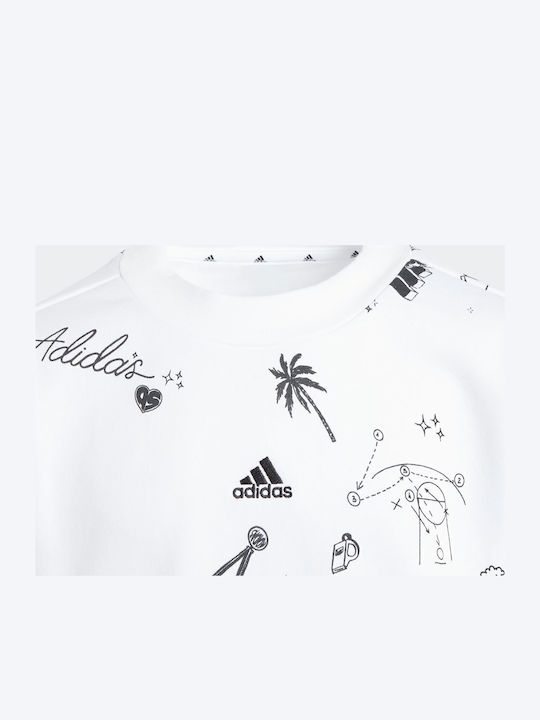 Fleece Παιδικό Φούτερ Λευκό Brand Love Allover Print