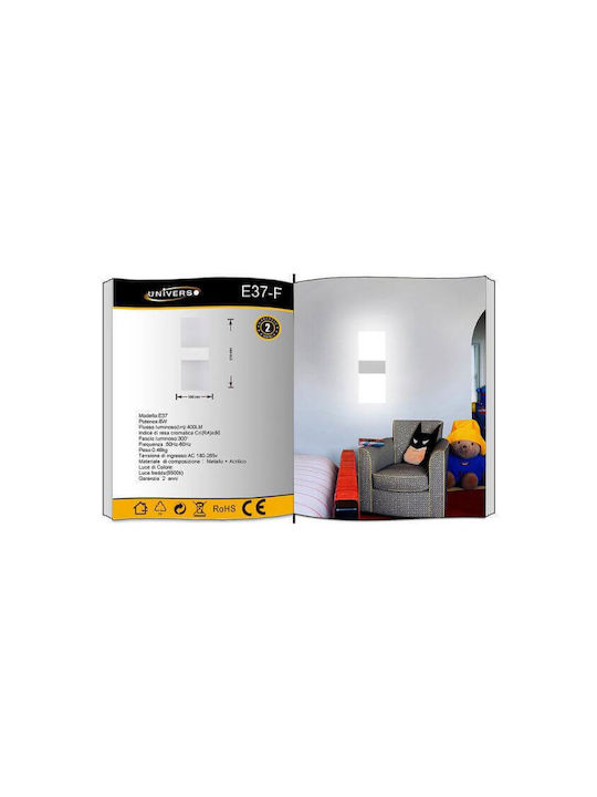 Universo Illuminazione Modern Lamp Wall with Integrated LED and Cool White Light 10x27cm