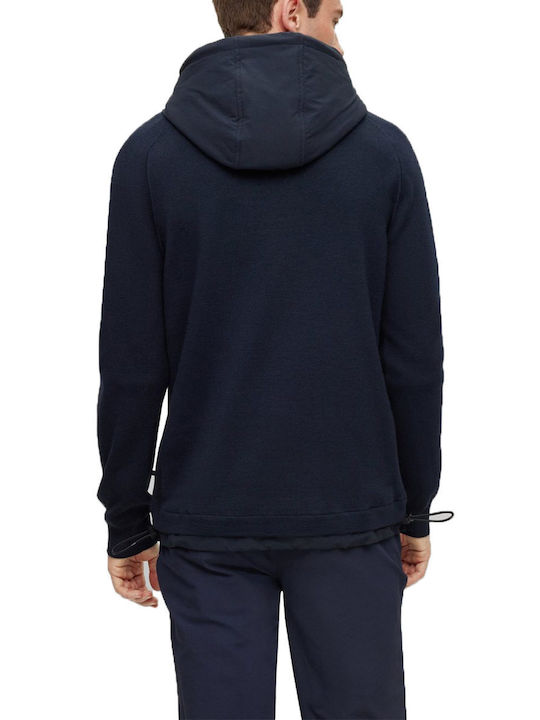 Hugo Boss Men's Sweatshirt Jacket with Hood and Pockets Navy