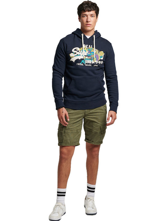 Superdry Φούτερ Navy Μπλε με Κουκούλα