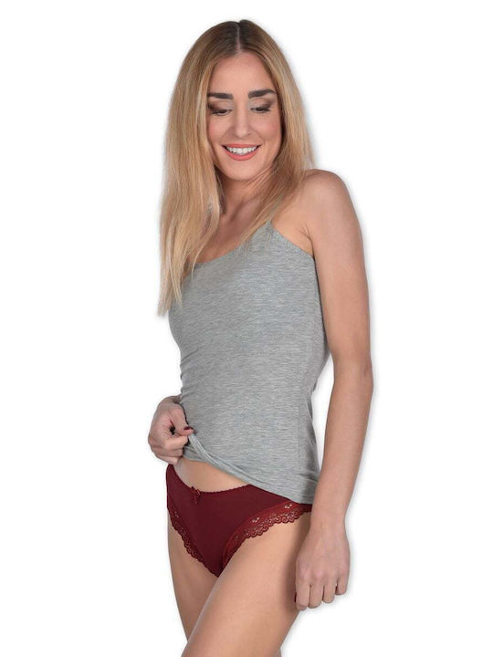 Jokers Baumwolle Damen Slip mit Spitze Burgundisch