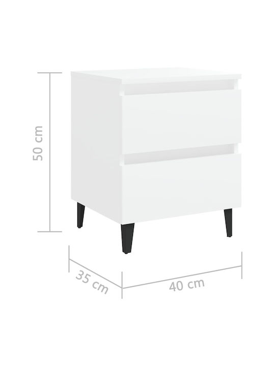 Комоди Дървени Бели 2бр 40x35x50см