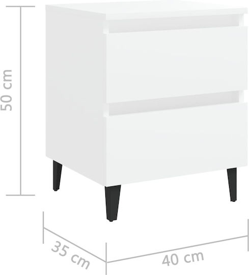 Комоди Дървени Бели 2бр 40x35x50см