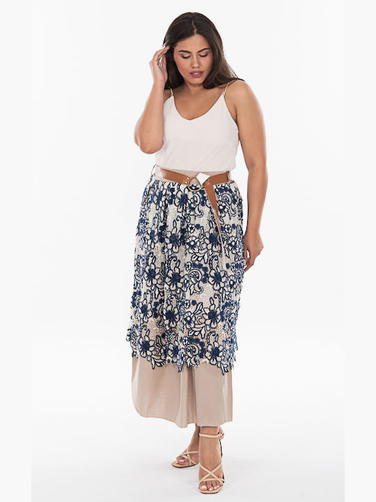 Korinas Fashion Midi Skirt in Blue color