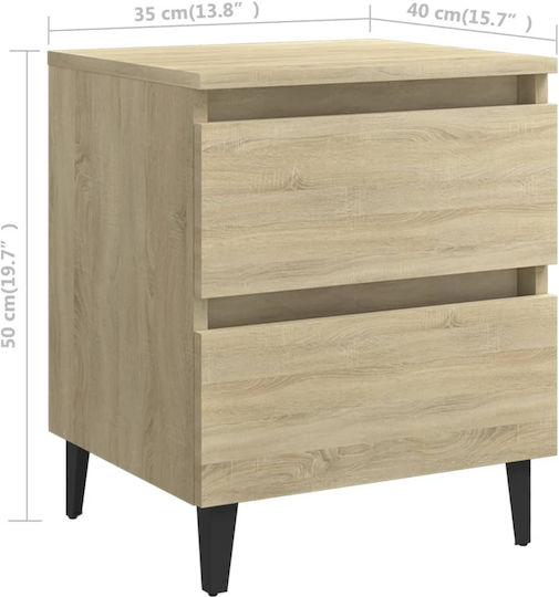 Комоди Дървени Дъб Сонома 2бр 40x35x50см