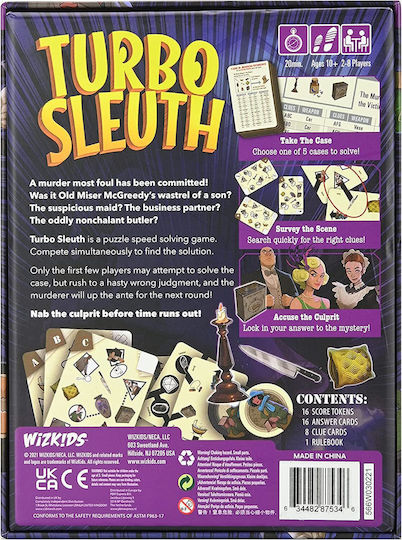 Board Game Turbo Sleuth for 2-8 Players 10+ Years Old (EN) WizKids
