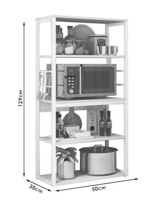 Pakketo Tace Metallic Kitchen Rack 4 Tiers Beige 50x30x129cm