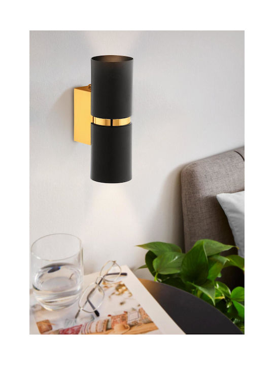 Eglo Passa Modern Lamp Wall with Socket GU10 Black 8.5x6x17cm