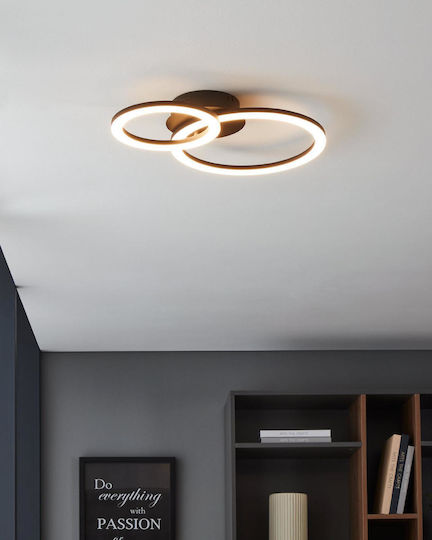 Eglo Parrapos-Z Smart Ceiling Mount Light 44.5cm Black with Integrated LED and Remote Control