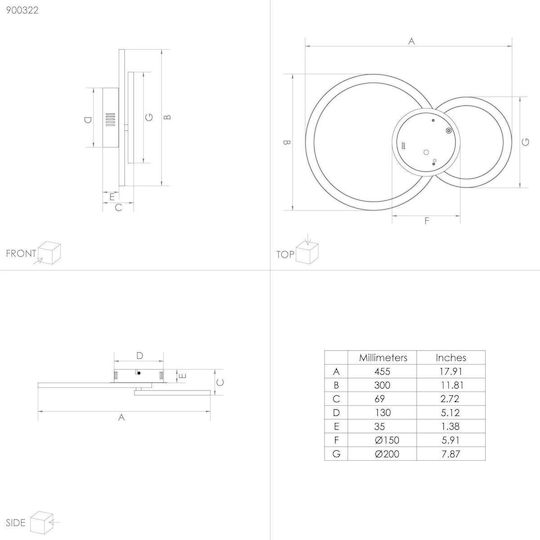 Eglo Parrapos-Z Smart Ceiling Mount Light 44.5cm Black with Integrated LED and Remote Control