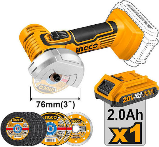 Ingco Grinder Mini 76mm Battery 1x2Ah