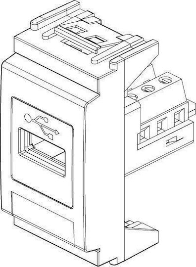 Vimar Χωνευτή Πρίζα Ρεύματος με 1 Θύρα USB Λευκή