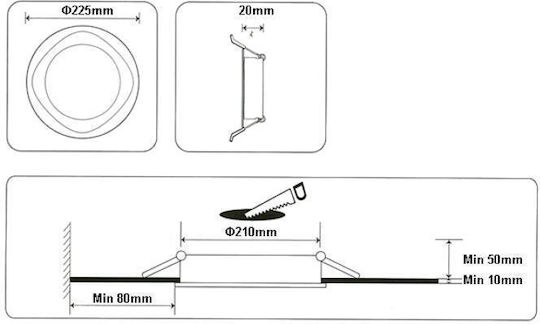 Χωνευτό LED Panel 18W 22.5εκ. Χωνευτό LED Panel 18W 22.5εκ.