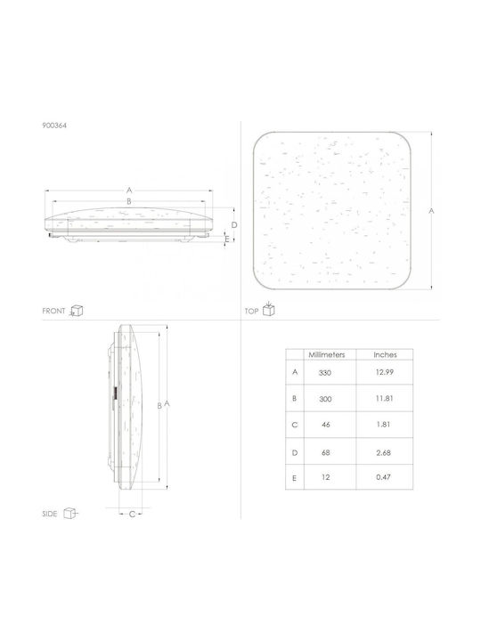 Eglo Square Outdoor LED Panel 14.6W with Natural White Light 4000K 33x33cm