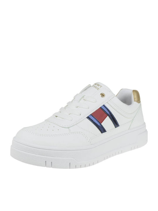 Cut Lace-up Kids Sneakers Gold